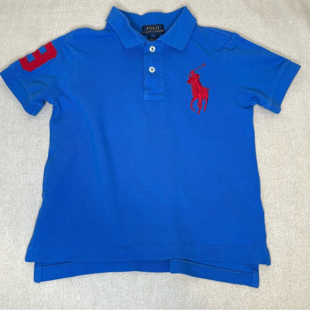 Polo by Ralph Lauren Big Pony Cotton Mesh Kids‎ Blue Polo Shirt Size 5